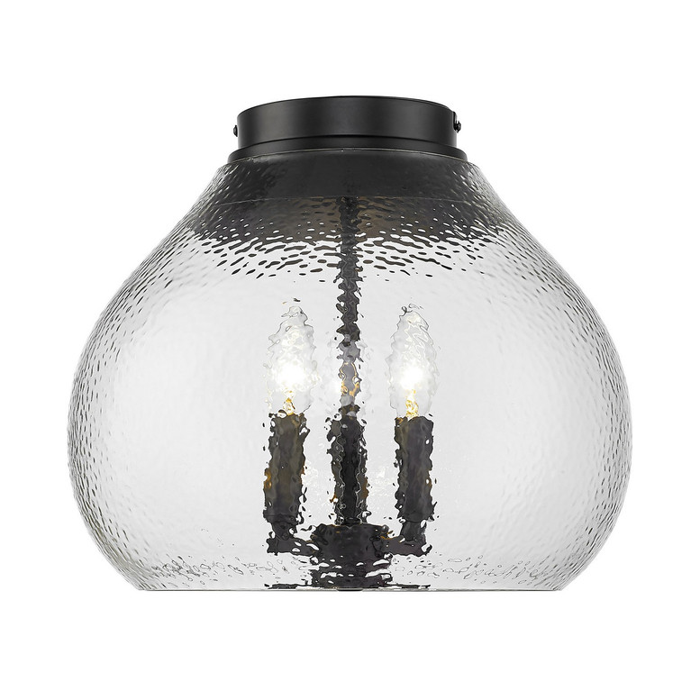 Golden - 1094-3FM BLK-HCG - Three Light Flush Mount - Ariella - Matte Black