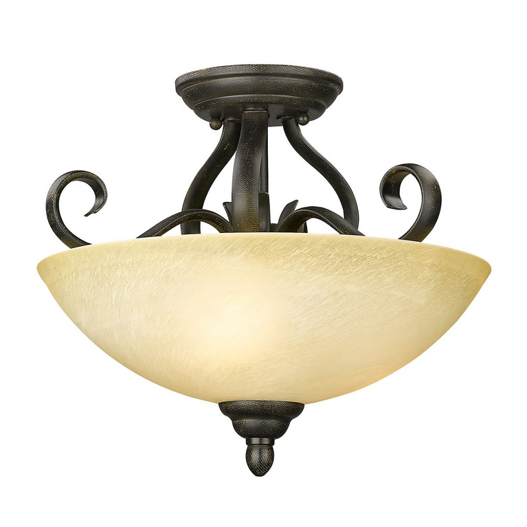 Golden - 1567-SF PC - Three Light Semi-Flush Mount - Riverton - Peppercorn