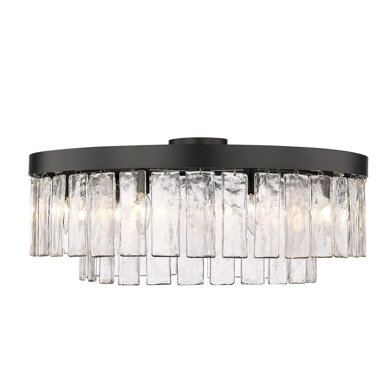 Golden - 1768-9SF BLK-HWG - Nine Light Semi-Flush Mount - Ciara - Matte Black