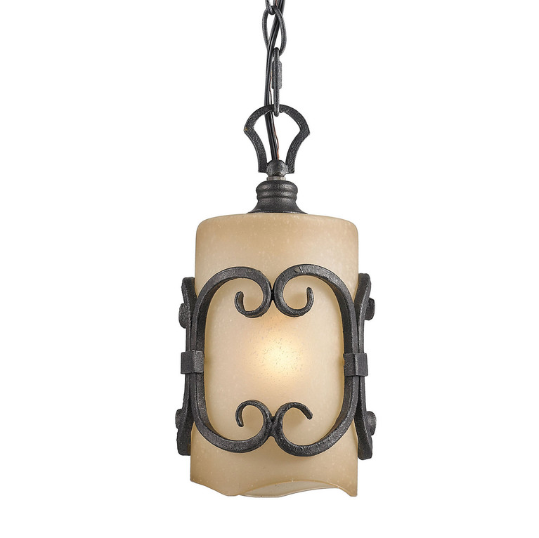Golden - 1821-M1L BI - One Light Mini Pendant - Madera - Black Iron