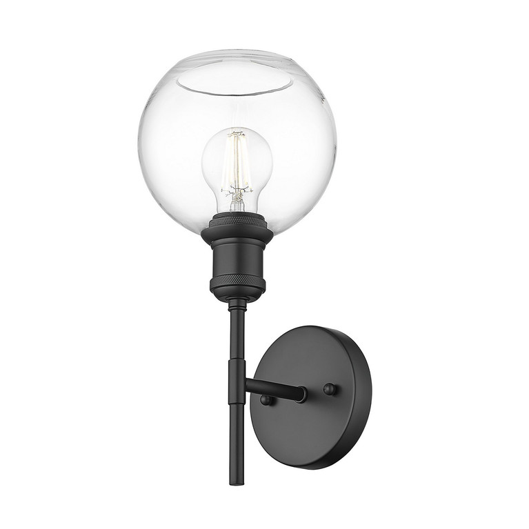 Golden - 1945-1W BLK-GLOBE-CLR - One Light Wall Sconce - Axel - Matte Black