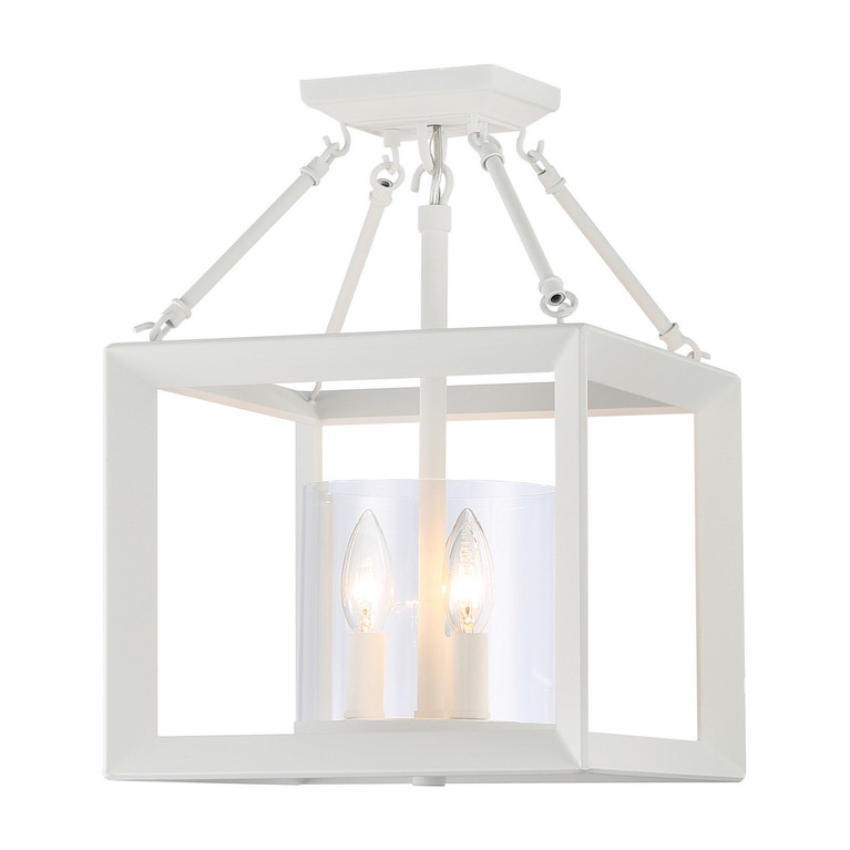Golden - 2073-SF NWT-CLR - Three Light Semi-Flush Mount - Smyth - Natural White