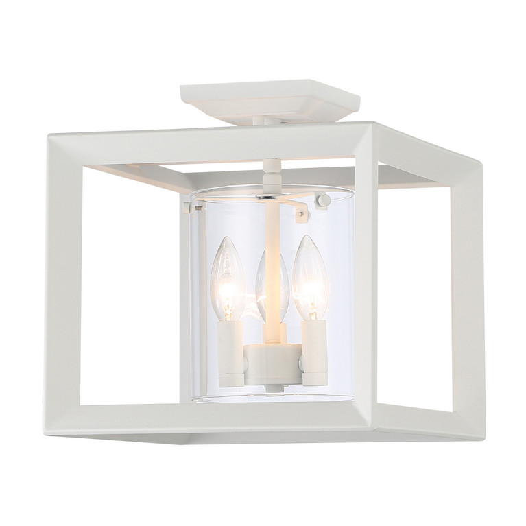 Golden - 2073-SF12 NWT-CLR - Three Light Semi-Flush Mount - Smyth - Natural White
