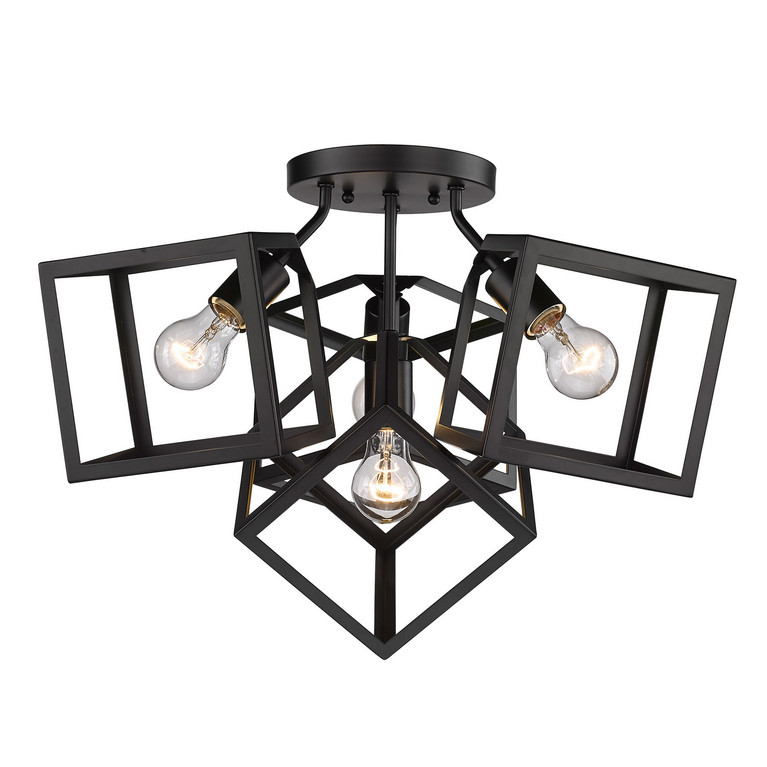 Golden - 2086-4SF BLK - Four Light Semi-Flush Mount - Cassio - Matte Black