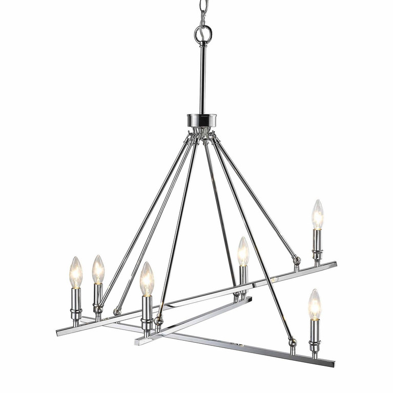 Golden - 2360-6 CH - Six Light Chandelier - Garvin - Chrome