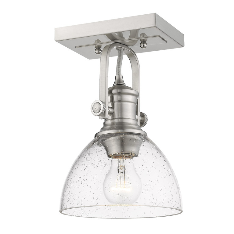 Golden - 3118-1SF PW-SD - One Light Semi-Flush Mount - Hines - Pewter