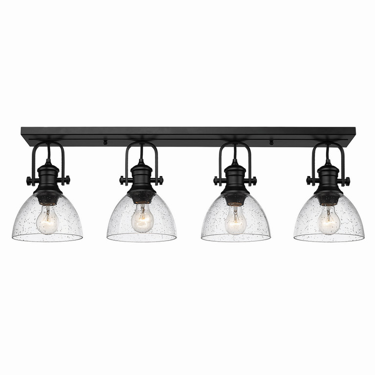 Golden - 3118-4SF BLK-SD - Four Light Semi-Flush Mount - Hines - Matte Black