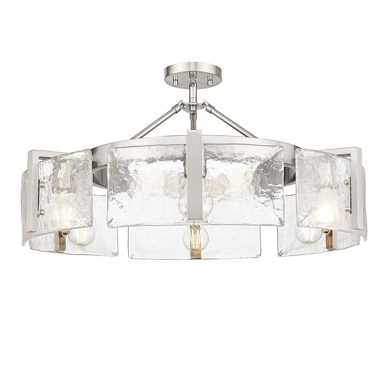 Golden - 3164-6SF PW-HWG - Six Light Semi-Flush Mount - Aenon - Pewter