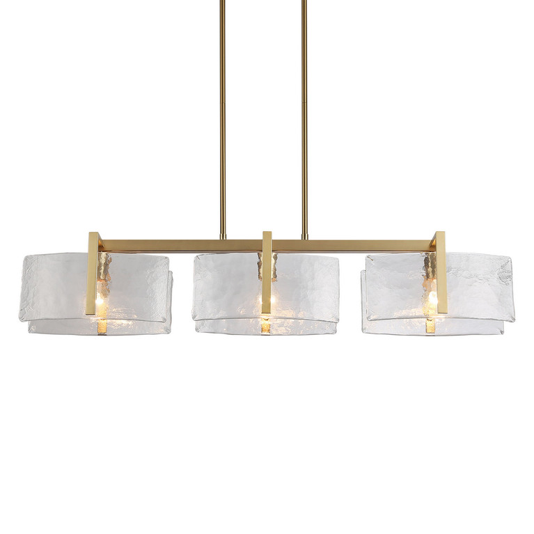Golden - 3164-LP BCB-HWG - Three Light Linear Pendant - Aenon - Brushed Champagne Brass