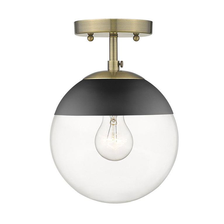 Golden - 3219-SF AB-BLK - One Light Semi-Flush Mount - Dixon - Aged Brass
