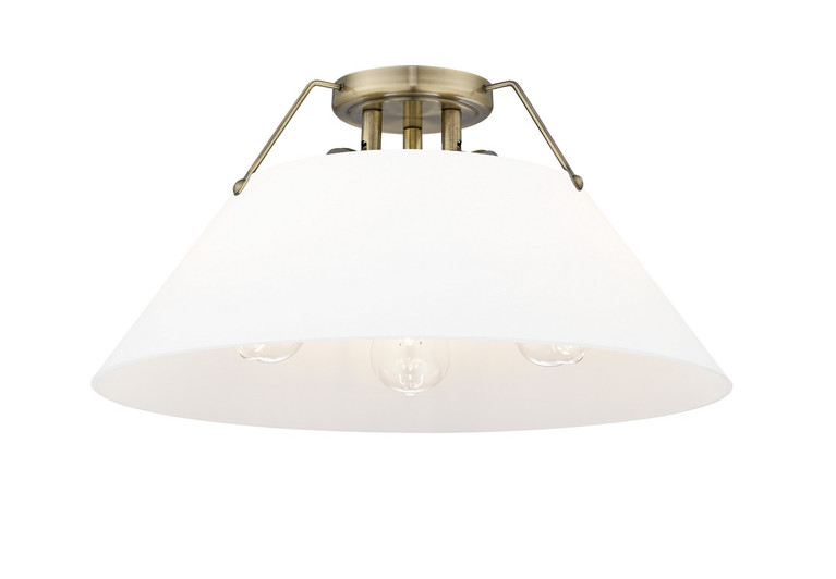 Golden - 3306-3FM AB-OP - Three Light Flush Mount - Orwell - Aged Brass