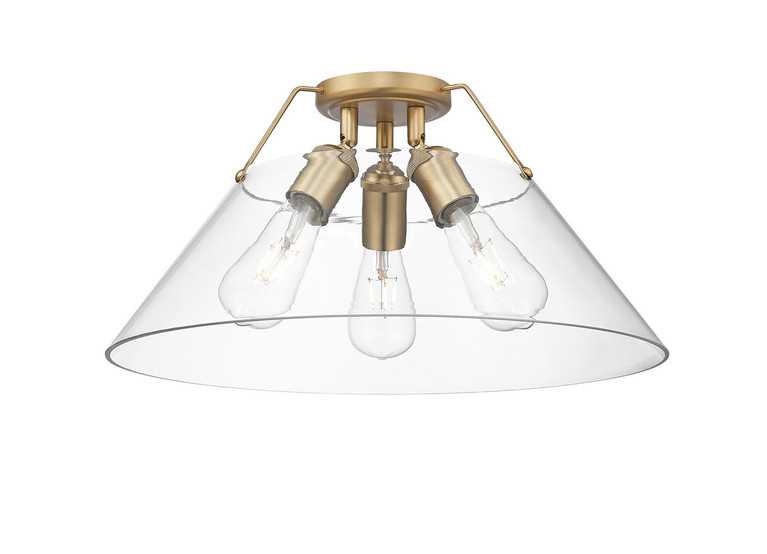 Golden - 3306-3FM BCB-CLR - Three Light Flush Mount - Orwell - Brushed Champagne Brass