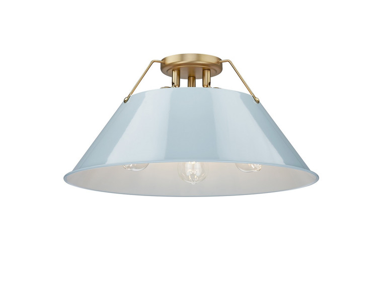 Golden - 3306-3FM BCB-DB - Three Light Flush Mount - Orwell - Brushed Champagne Brass