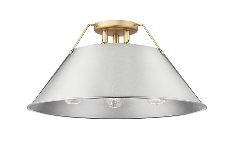 Golden - 3306-3FM BCB-PW - Three Light Flush Mount - Orwell - Brushed Champagne Brass