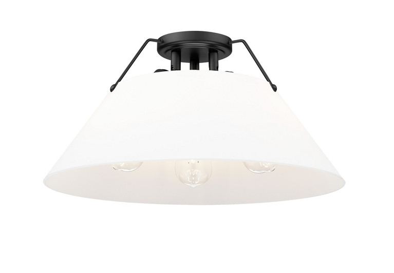 Golden - 3306-3FM BLK-OP - Three Light Flush Mount - Orwell - Matte Black