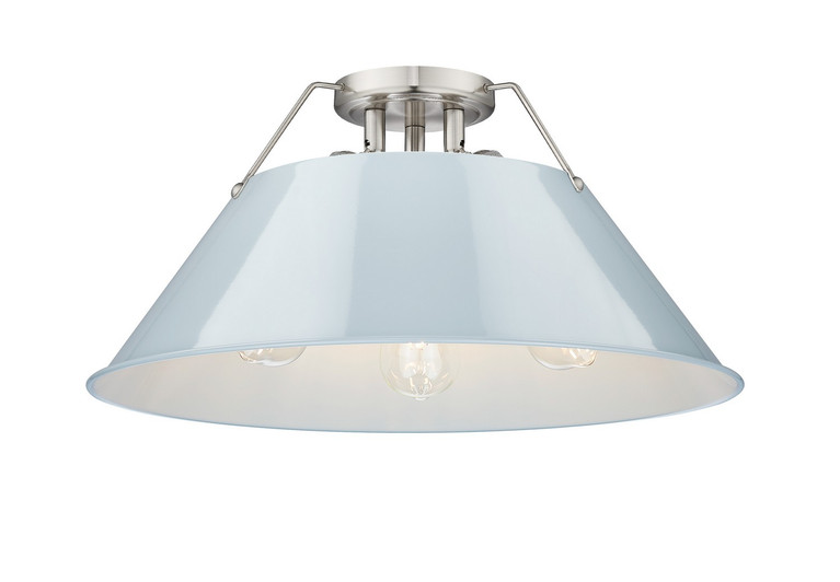 Golden - 3306-3FM PW-DB - Three Light Flush Mount - Orwell - Pewter