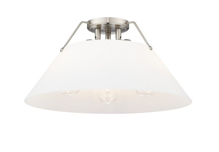 Golden - 3306-3FM PW-OP - Three Light Flush Mount - Orwell - Pewter