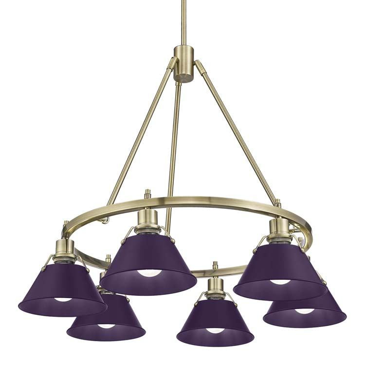 Golden - 3306-6 AB-EP - Six Light Chandelier - Orwell - Aged Brass