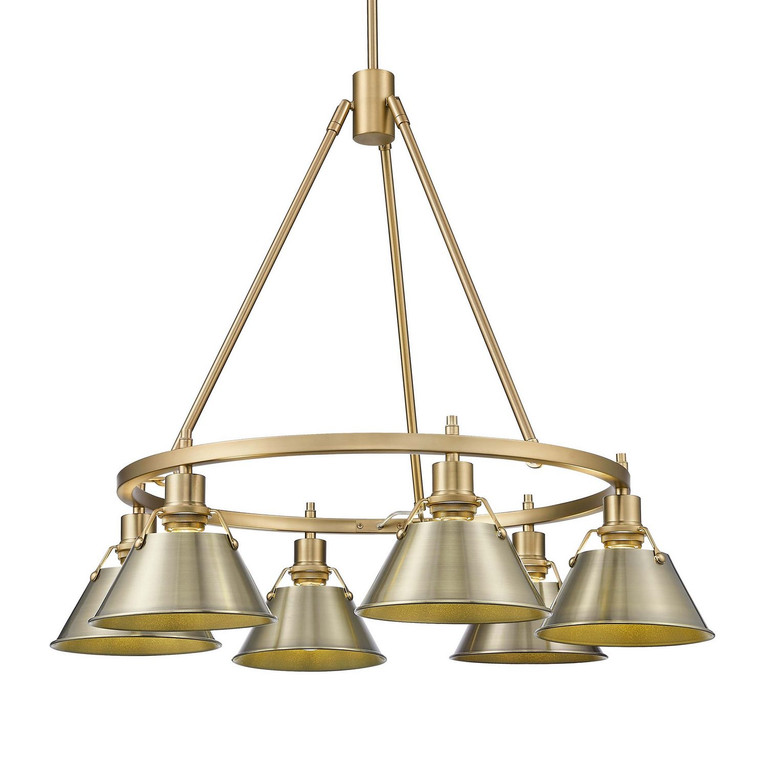Golden - 3306-6 BCB-AB - Six Light Chandelier - Orwell - Brushed Champagne Brass