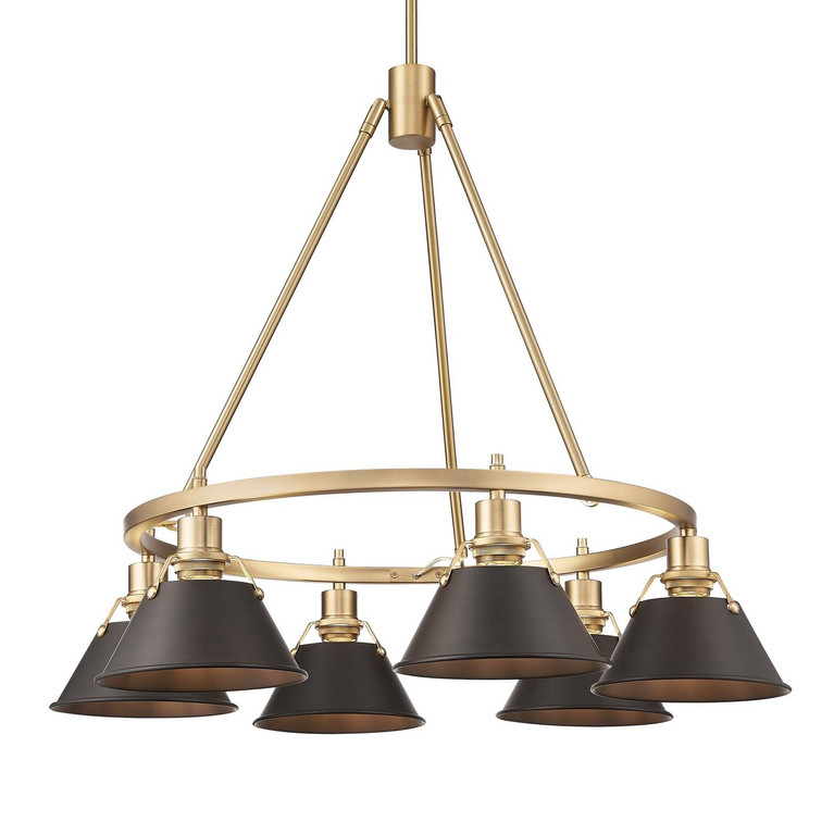 Golden - 3306-6 BCB-RBZ - Six Light Chandelier - Orwell - Brushed Champagne Brass
