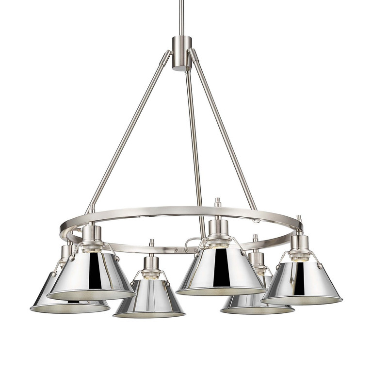 Golden - 3306-6 PW-CH - Six Light Chandelier - Orwell - Pewter