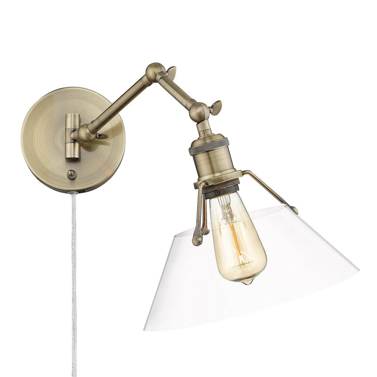 Golden - 3306-A1W AB-CLR - One Light Wall Sconce - Orwell - Aged Brass