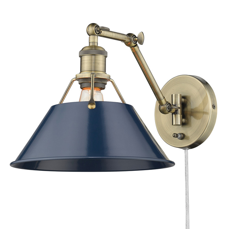 Golden - 3306-A1W AB-NVY - One Light Wall Sconce - Orwell - Aged Brass