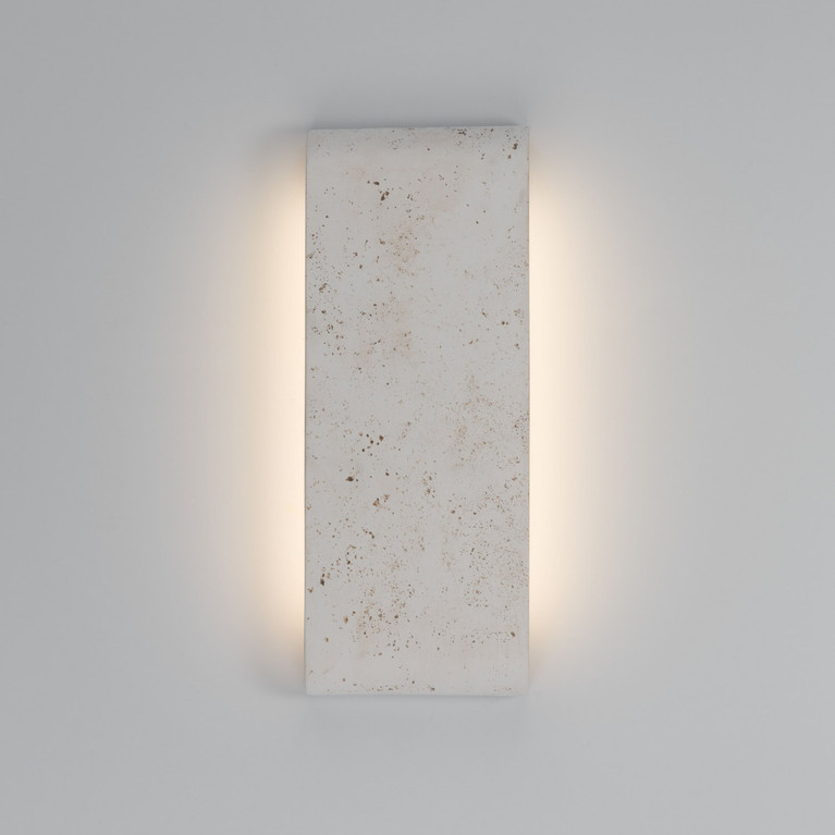 Golden - 7280-OWL16 WT - LED Outdoor Wall Mount - Stela - White Travertine
