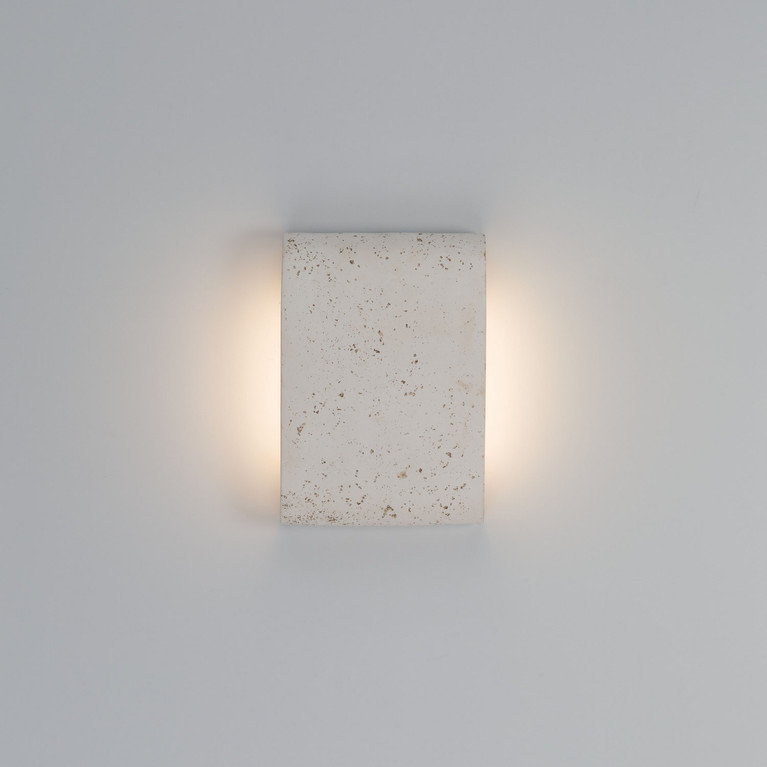 Golden - 7280-OWL9 WT - LED Outdoor Wall Mount - Stela - White Travertine