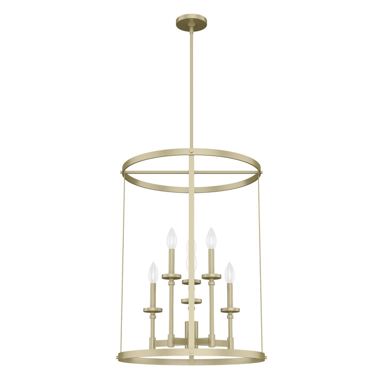 Hunter - 19699 - Six Light Foyer Pendant - Briargrove - Modern Brass