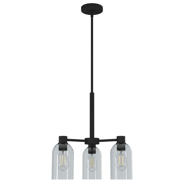 Hunter - 19707 - Three Light Chandelier - Lochemeade - Natural Black Iron
