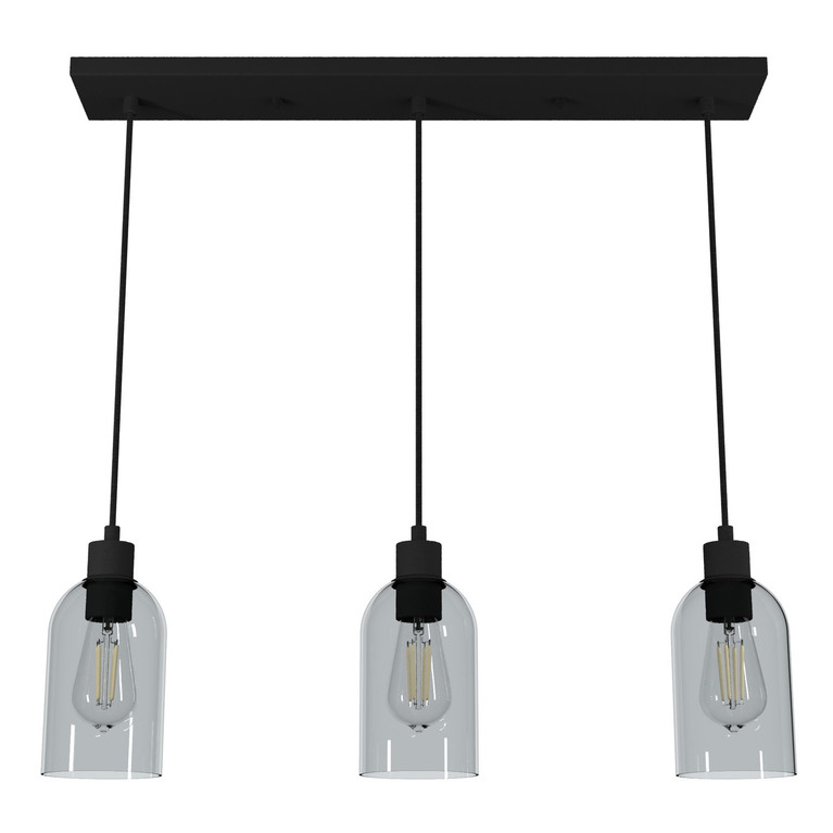 Hunter - 19717 - Three Light Linear Cluster - Lochemeade - Natural Black Iron