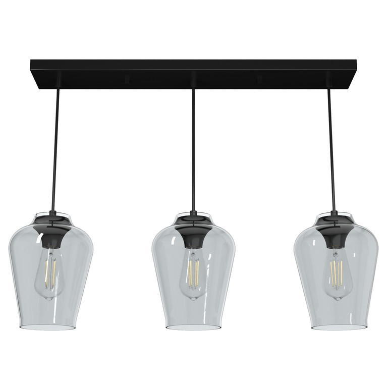 Hunter - 19726 - Three Light Linear Cluster - Vidria - Matte Black
