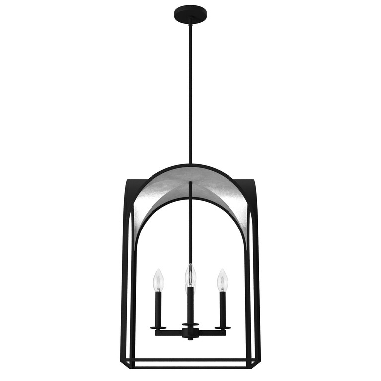 Hunter - 19734 - Four Light Pendant - Dukestown - Natural Black Iron