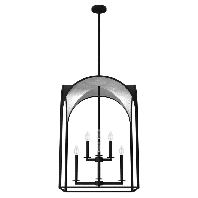 Hunter - 19736 - Eight Light Pendant - Dukestown - Natural Black Iron
