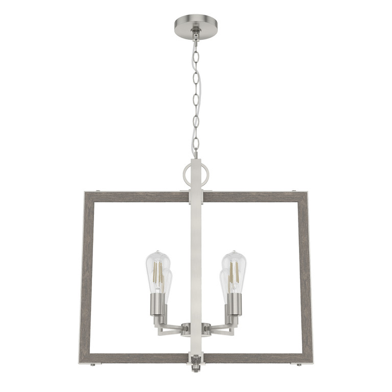 Hunter - 19807 - Four Light Pendant - Woodburn - Brushed Nickel