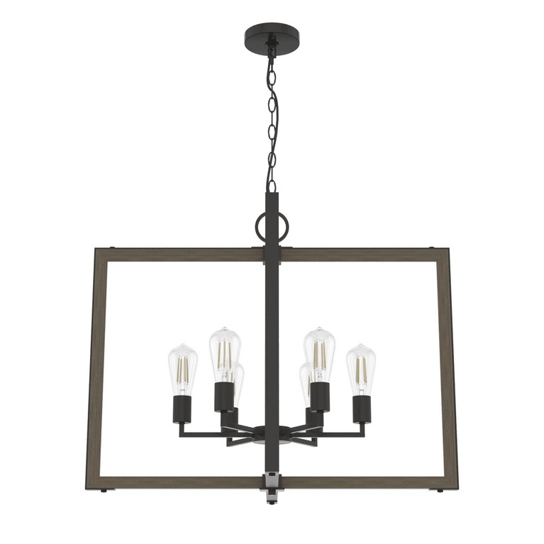 Hunter - 19810 - Six Light Pendant - Woodburn - Noble Bronze