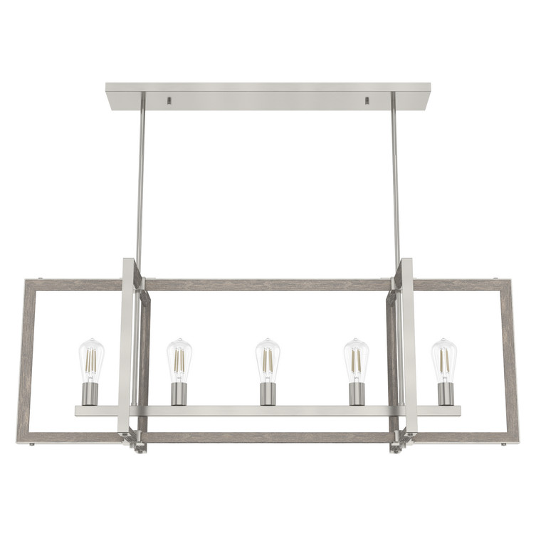 Hunter - 19811 - Five Light Linear Chandelier - Woodburn - Brushed Nickel