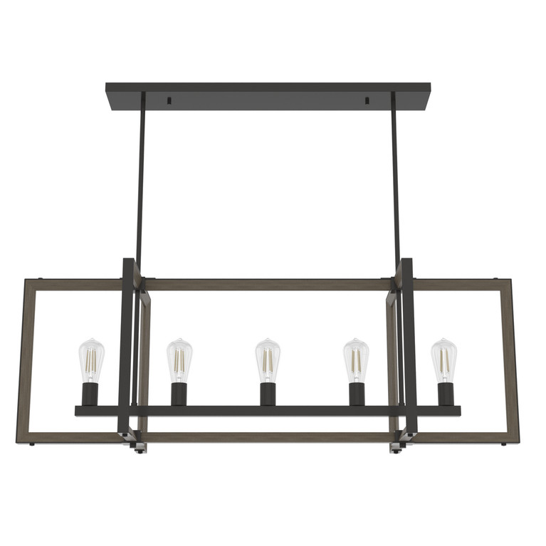 Hunter - 19812 - Five Light Linear Chandelier - Woodburn - Noble Bronze