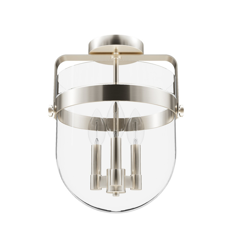 Hunter - 19836 - Three Light Flush Mount - Karloff - Brushed Nickel