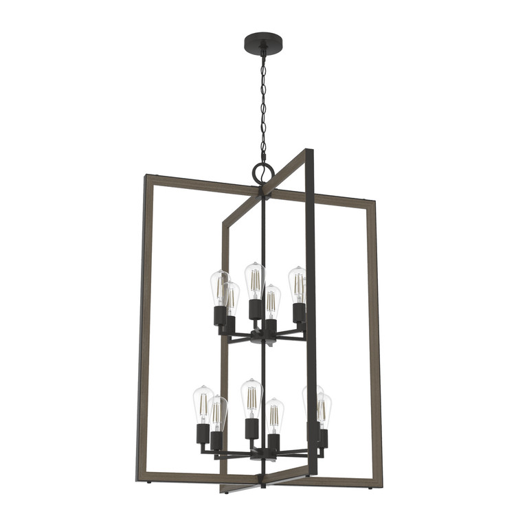 Hunter - 19860 - 12 Light Foyer Pendant - Woodburn - Noble Bronze