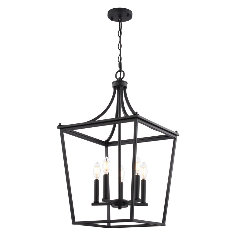 Vaxcel - P0467 - Five Light Pendant - Cottage Grove - Matte Black