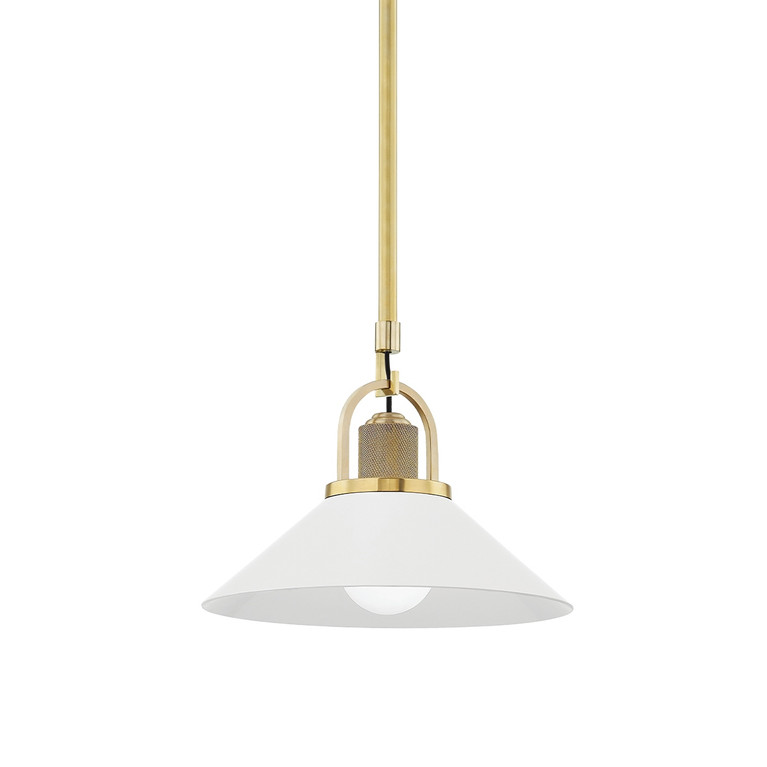Hudson Valley - 2613-AGB/WH - One Light Pendant - Syosset - Aged Brass