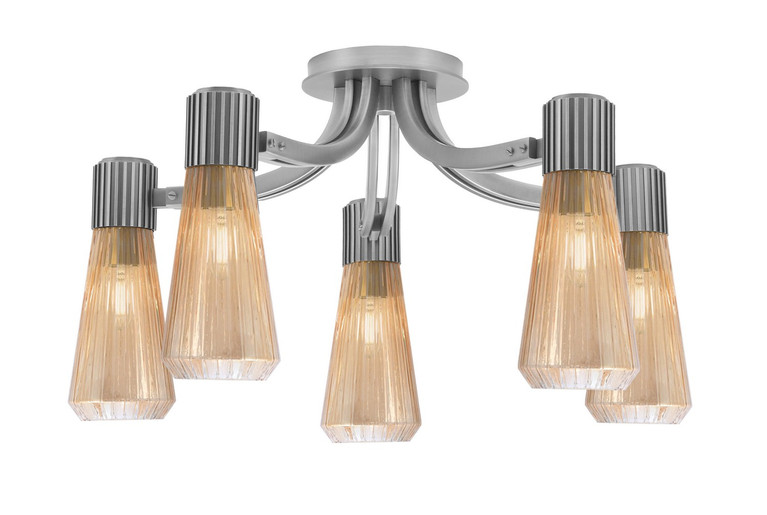 Toltec Lighting - 4817-GP-883 - Five Light Semi-Flush Mount - Everleigh - Graphite
