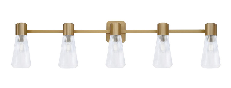Toltec Lighting - 4825-NAB-880 - Five Light Bath Bar - Everleigh - New Age Brass