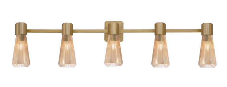 Toltec Lighting - 4825-NAB-883 - Five Light Bath Bar - Everleigh - New Age Brass
