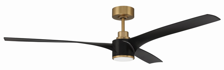 Craftmade - PHB60FBSB3-NWF - 60 Ceiling Fan - Phoebe 60 Indoor Ceiling Fan without Wifi - Flat Black/Satin Brass