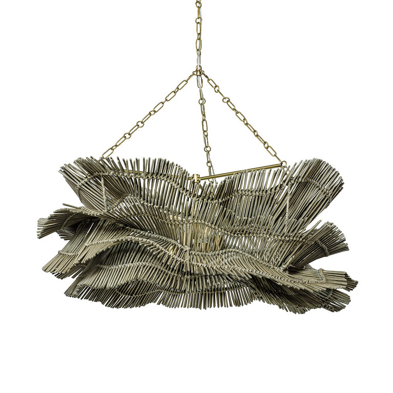Palecek - 2237-79 - Four Light Chandelier - Miramar - Antique Brass / Grey