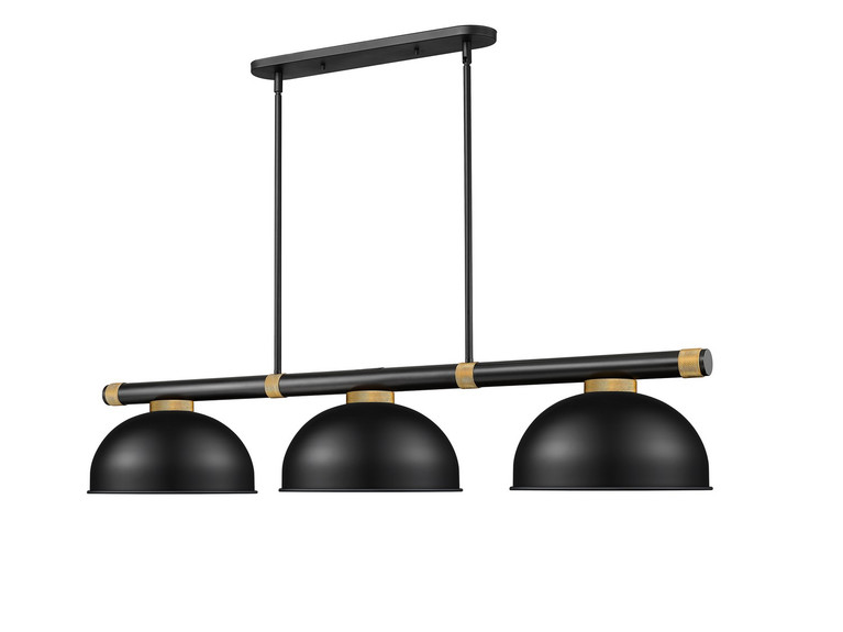 Z-Lite - 3050-3MB-RB-D13MB - Three Light Billiard - Vanguard - Matte Black + Rubbed Brass