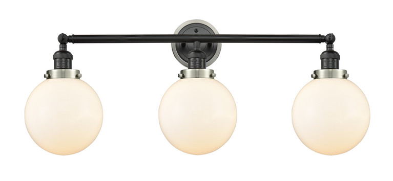 Innovations - 205BK-BPSN-HRSN-G201-8 - Three Light Bath Vanity - Franklin Restoration - Matte Black